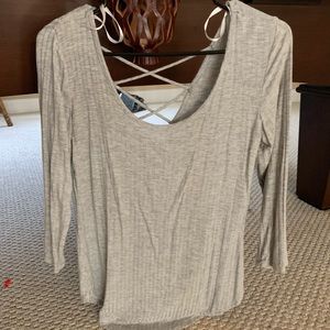 Gray quarter sleeve cute top